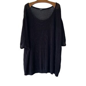 Torrid Size 6 (30W) Black Open Knit Crochet Sweater, Retail $66